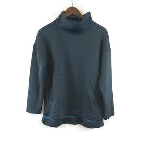Title Nine Womens Quilted Pullover Sweatshirt Size M Blue Mock Neck Cool Weather